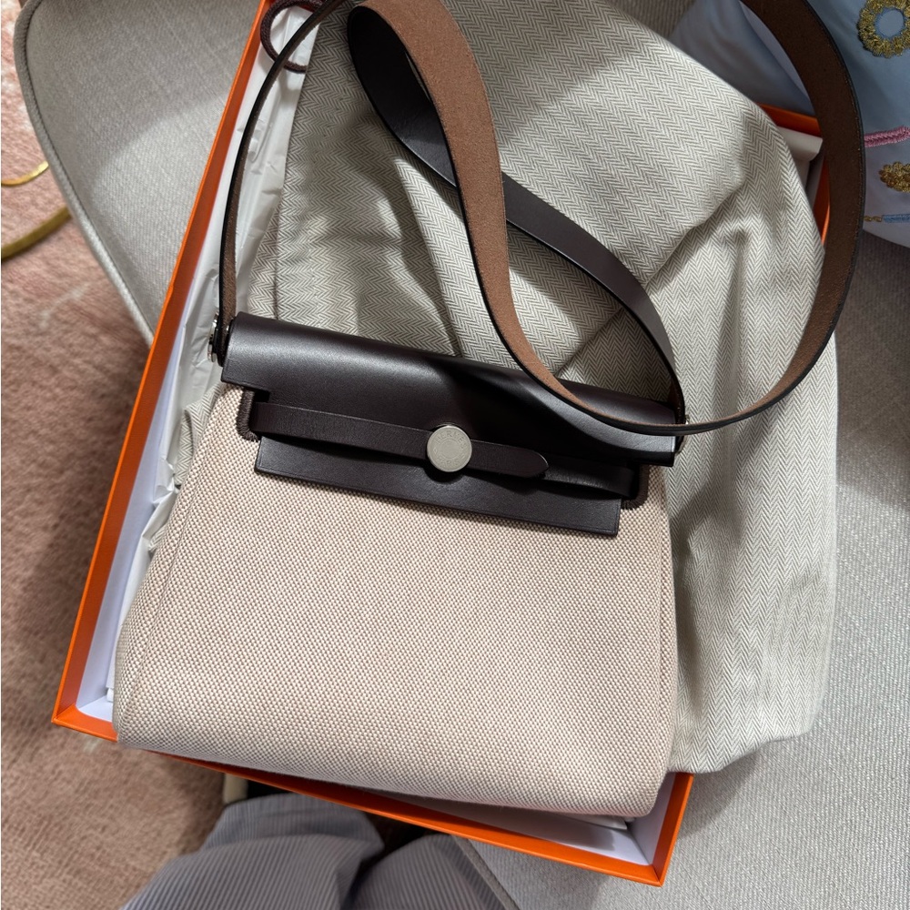 Elegant Beige and Brown Crossbody Bag